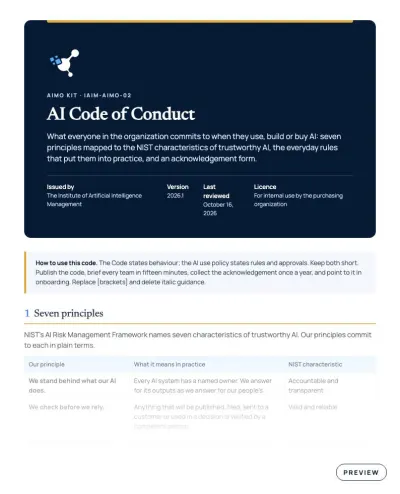 Preview of the first page of AI Code of Conduct