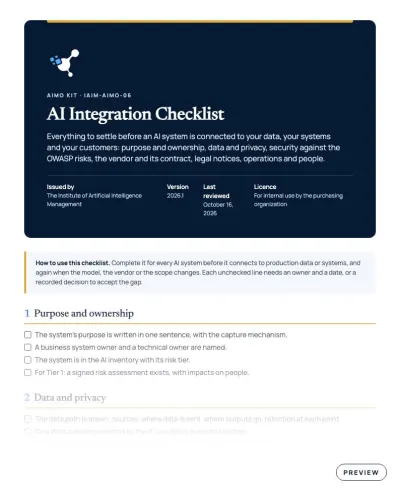 Preview of the first page of AI Integration Checklist