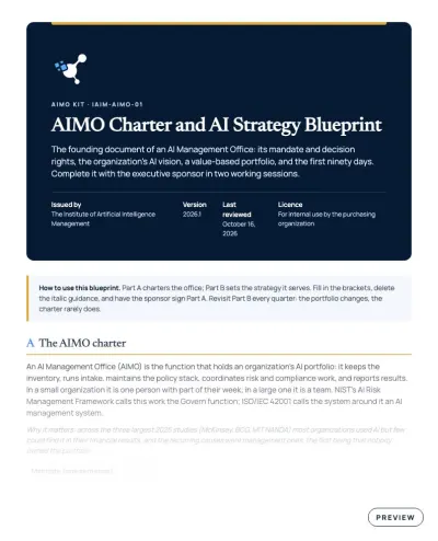 Preview of the first page of AIMO Charter and AI Strategy Blueprint